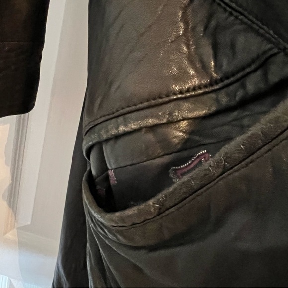 Vintage 80s Preston & York Leather Coat Black Oversized Design - Picture 13 of 15